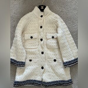 Women's Cream and Black Knit Jacket